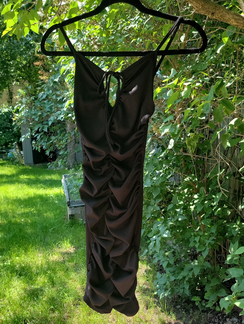 Sexy Ruched Bodycon Dress New Black | Size XS-S